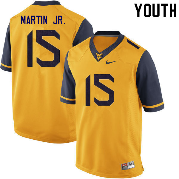 NCAA Youth Kerry Martin Jr. West Virginia Mountaineers Gold #15 Nike Stitched Football College Authentic Jersey HD23I34XZ